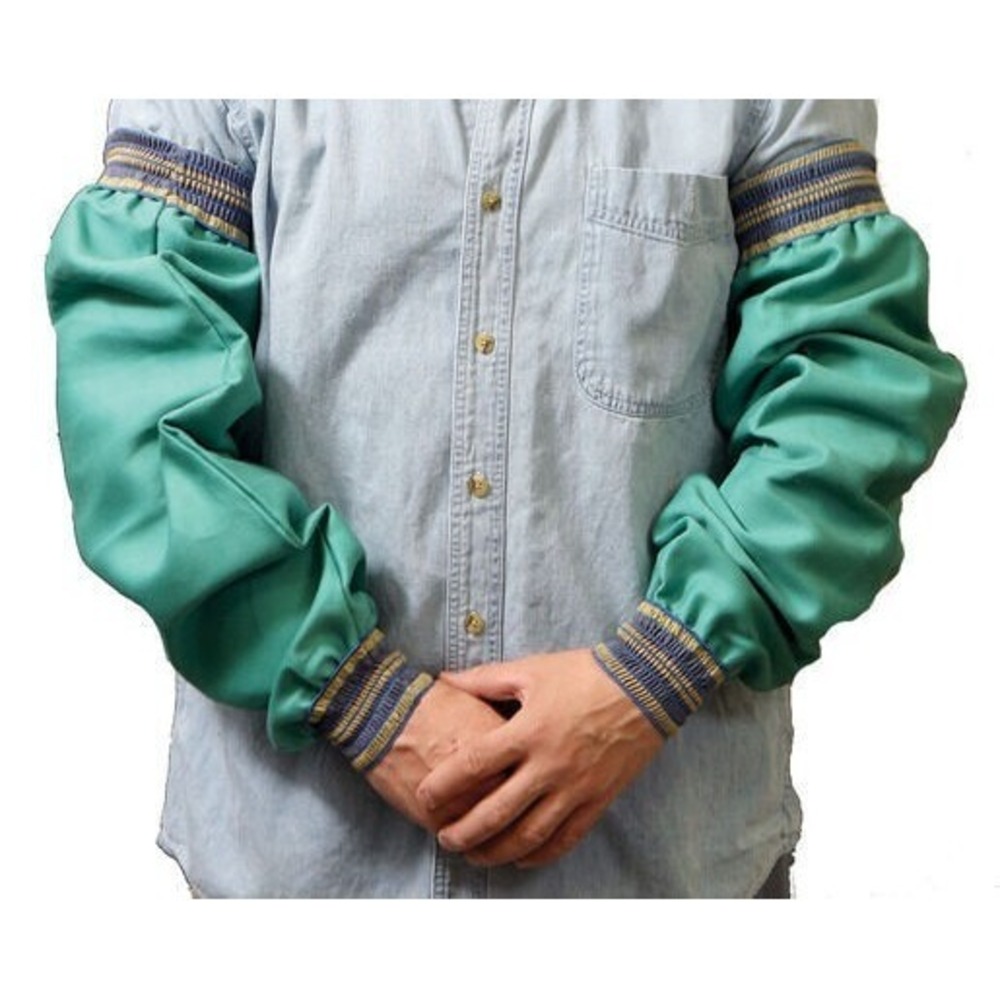 Pair of Radnor 23" FR Welding Sleeves Lightweight Flame Retardant Cotton - Green